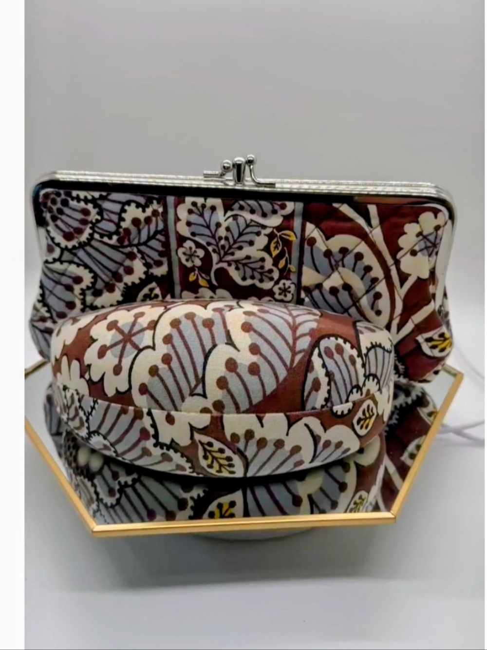 Vera Bradley Slate Blooms Clasp Wallet with Matching Eyeglass Case - Picture 2 of 5